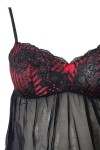 Top de Pijama Camila Negro Encaje Rojo