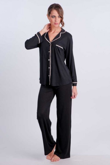 Pijama de Lactancia Invierno Pantalón Sophie Basic negro