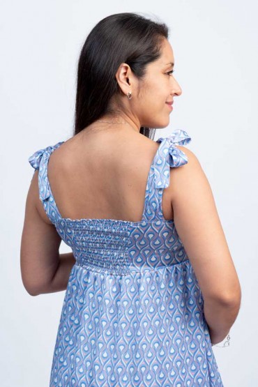 Vestido de Maternidad Lisy Midi Estampado Azul