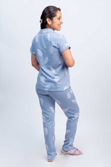 Pijama de Lactancia Paige Celeste Palmeras MC
