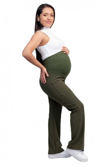Pantalón Flare Embarazo Verde Militar modelo Lorena-210