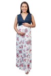 Vestido de Maternidad y Lactancia Erika Azul Flores Ivory
