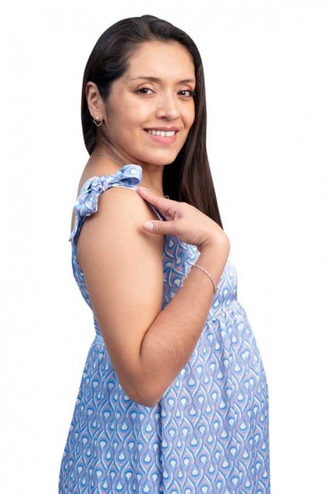 Vestido de Maternidad Lisy Midi Estampado Azul