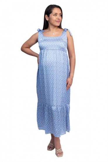 Vestido de Maternidad Lisy Midi Estampado Azul