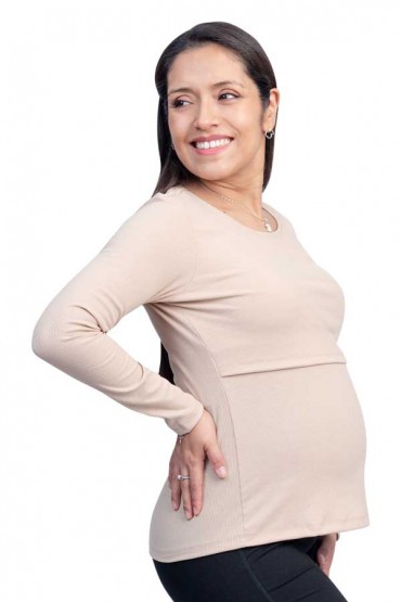 Polo de Lactancia ML Carmen Beige Rib