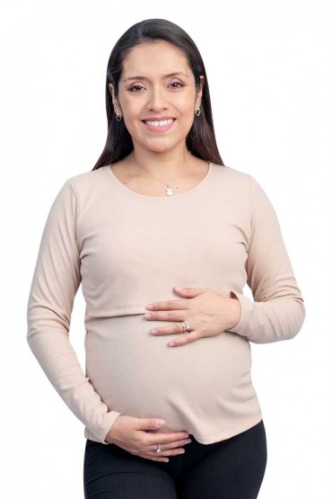 Polo de Lactancia ML Carmen Beige Rib