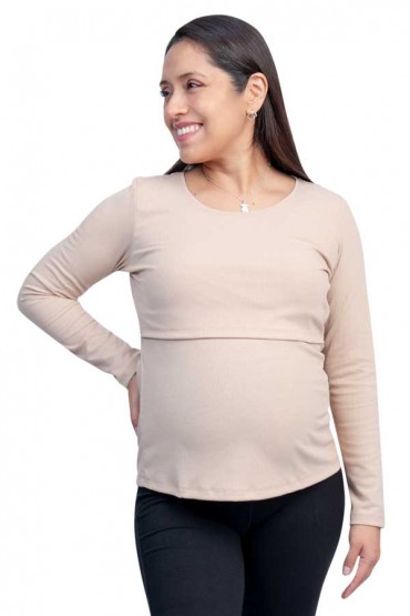 Polo de Lactancia ML Carmen Beige Rib