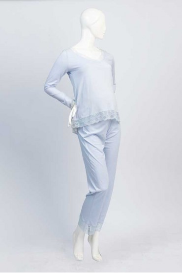 Pijama de Maternidad Ema Chambray Mangas Largas