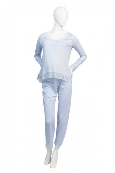 Pijama de Maternidad Ema Chambray Mangas Largas