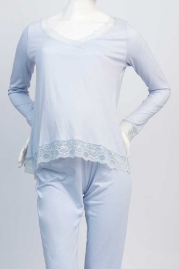 Pijama de Maternidad Ema Chambray Mangas Largas