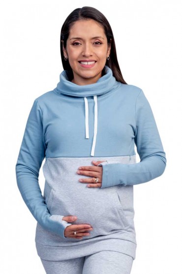 Polera de Lactancia Gia Celeste Gris