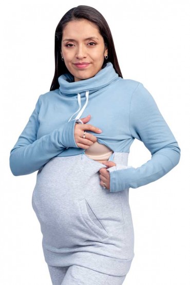Polera de Lactancia Gia Celeste Gris