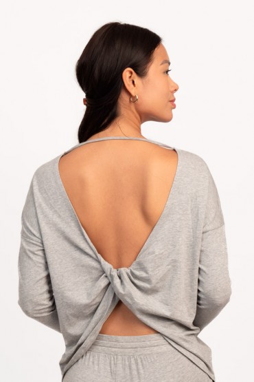 Conjunto Algodón Pima Calipso Heather Gris Manga Larga