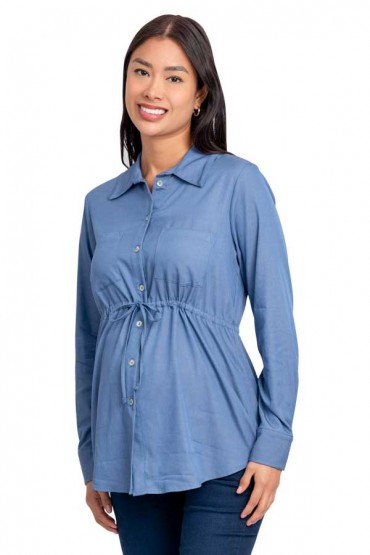 Blusa de Maternidad y Lactancia Moni Denim Manga Larga