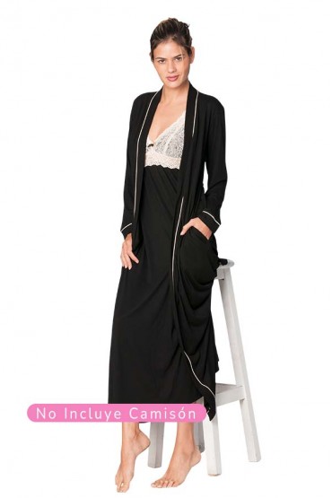 Bata Algodón Pima Larga Alissa Negra