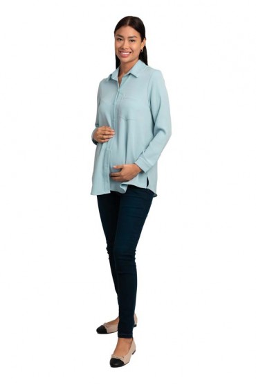 Blusa de Maternidad y Lactancia Celeste