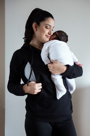Polera Maternidad y Lactancia Romina Negro