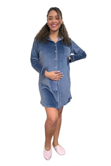 Camisero Maternidad Lactancia Paige Azul Plush