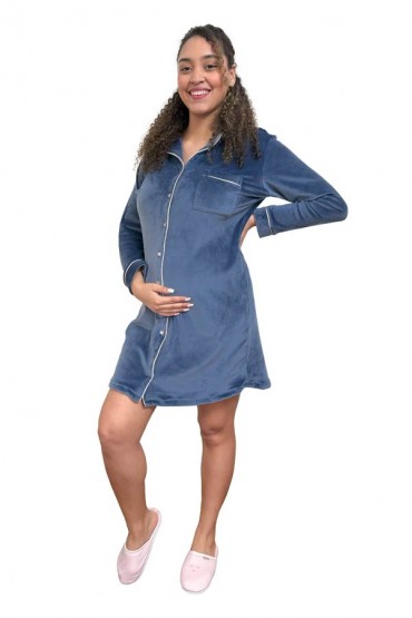 Camisero Maternidad Lactancia Paige Azul Plush