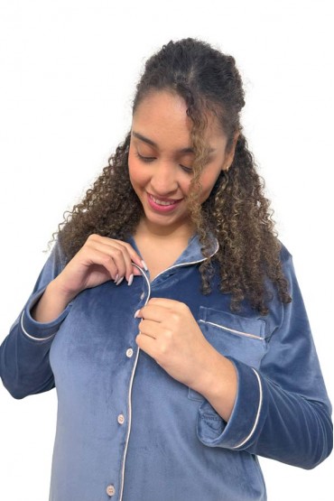 Camisero Maternidad Lactancia Paige Azul Plush