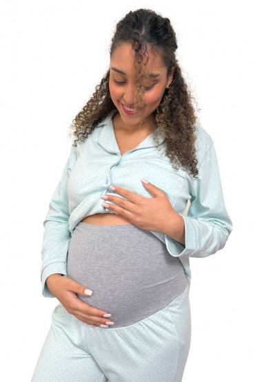 Pijama Lactancia De Algodón Pima Paige Celeste Puntos