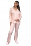Pijama Lactancia De Algodón Pima Paige Rosa Puntos