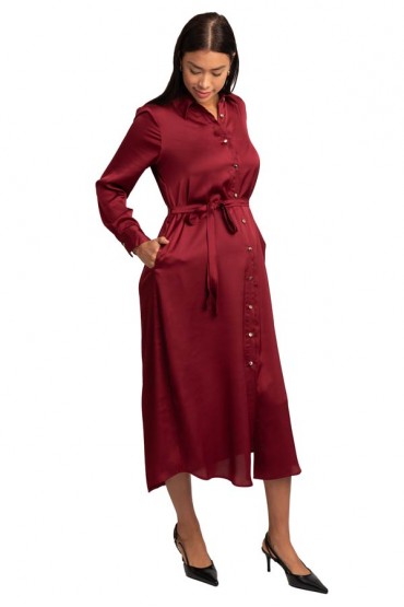 Vestido de Lactancia elegante Camisero Evelyn Vino