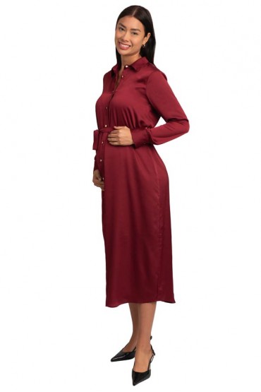 Vestido de Lactancia elegante Camisero Evelyn Vino