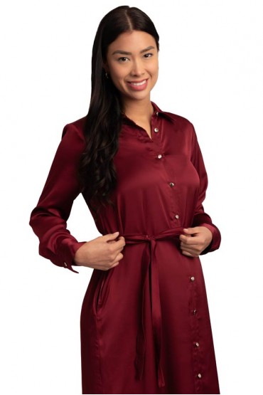 Vestido de Lactancia elegante Camisero Evelyn Vino