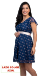 Vestido Baby Shower Nadia Azul Flores