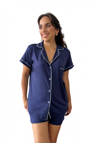 Pijama de Lactancia Paige Azul Marino Short