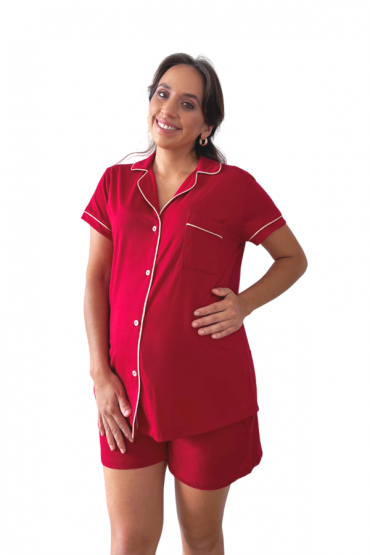 Pijama de Lactancia Paige Rojo Short