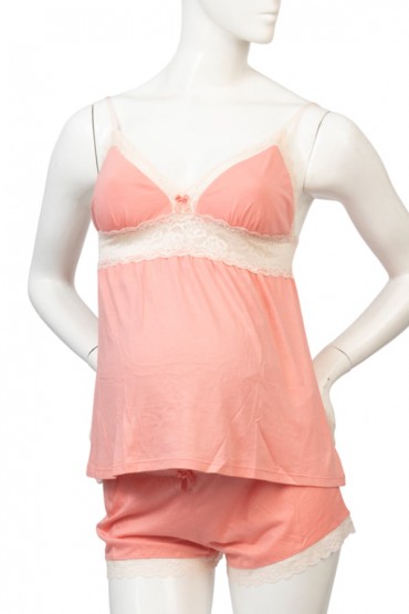Pijama  algodon pima Top Short Courney Coral