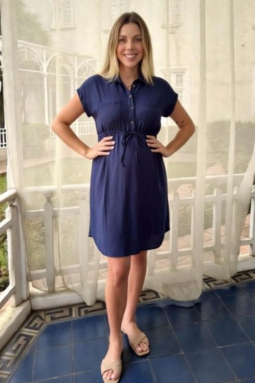 Vestido Camisero de Maternidad Moni Azul Marino