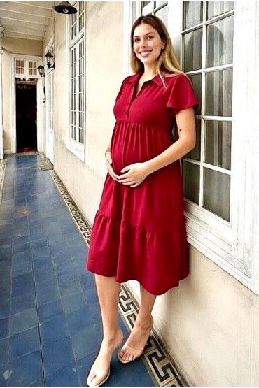 Vestido de Maternidad Asti Fresa