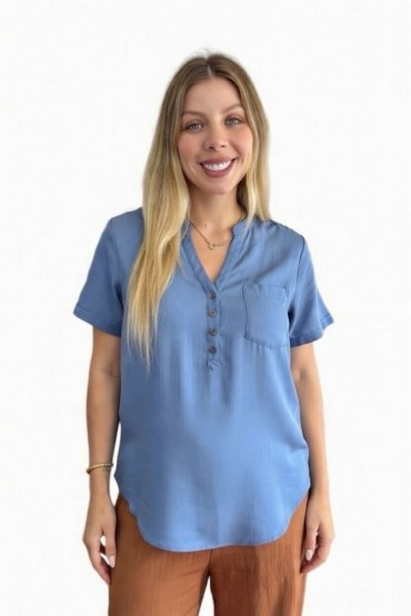 Blusa de Maternidad y Lactancia Dany Chambray MC
