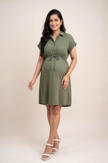 Vestido Camisero de Maternidad Moni Verde
