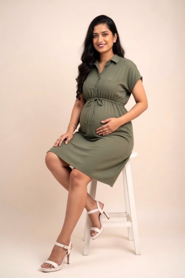 Vestido Camisero de Maternidad Moni Verde