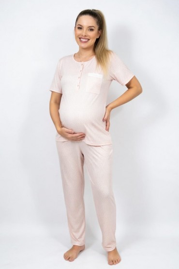 Pijama de Lactancia Ros Estampado Filigranas