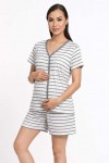 Pijama de Lactancia Piere Short Rayas Grises