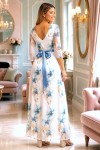 Vestido Baby Shower Lilian Ivory Flores Celestes