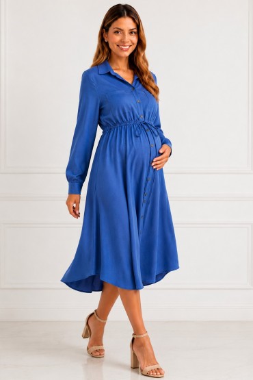 Vestido Camisero Materno Moni Denin Oscuro