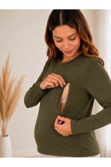 Polera Maternidad y Lactancia Romina Verde