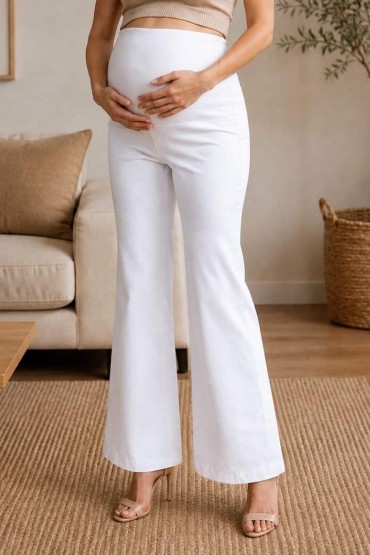 Pantalon de Embarazo Tokio bota ancha Blanco