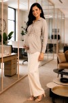 Blusa de Maternidad y Lactancia Moni Beige Manga Larga