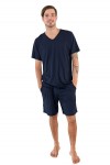 Pijama hombre algodon pima manga corta con short azul marino