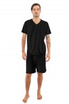 Pijama Hombre algodon pima Manga Corta Short Negro