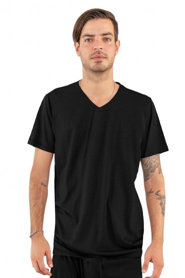 Pijama Hombre algodon pima Manga Corta Short Negro