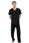 Pijama hombre algodon pima polo mc y pantalón negro