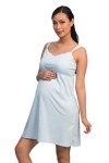 Bata de lactancia Algodón Gamuza Pima Bella Celeste Gris Punto